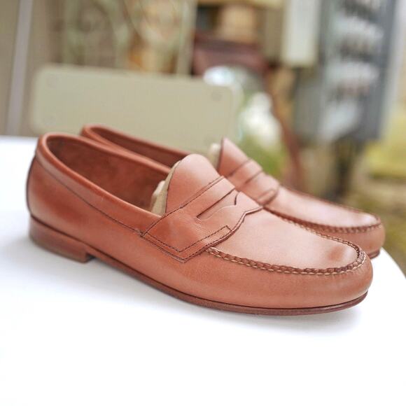 EUC G.H.Bass Weejuns Logan Classic Natural Tan Leather Slip On Penny Loafer 10.5 - Picture 2 of 14